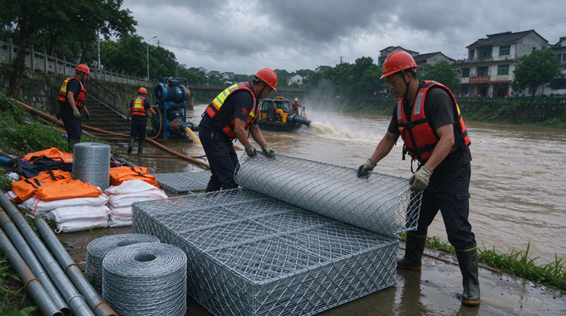 Changshu Jiananghe ගංවතුර වැළැක්වීමේ නිෂ්පාදන අභ්යන්තර මොංගෝලියාවේ හදිසි ජලාපවහන ආධාරක ව්යාපෘතිය සඳහා Gabion සහ Galvanized Mesh ද්රව්ය ලබා දෙයි Changshu Jiananghe ගංවතුර වැළැක්වීමේ නිෂ්පාදන අභ්යන්තර මොංගෝලියාවේ හදිසි ජලාපවහන ආධාරක ව්යාපෘතිය සඳහා Gabion සහ Galvanized Mesh ද්රව්ය ලබා දෙයි